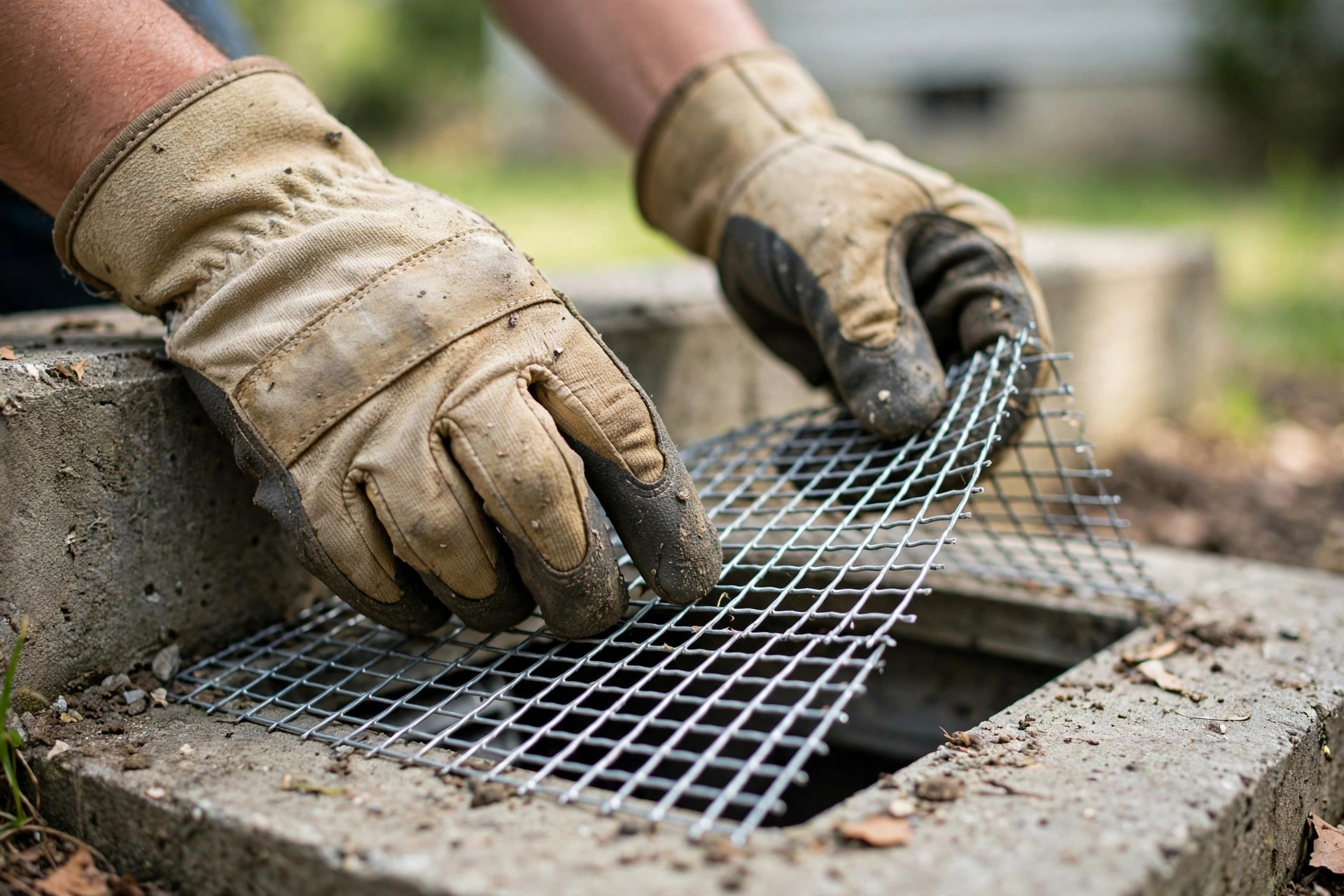 rodent exclusion wichita Installing galvanized steel mesh over a foundation vent in Wichita KS